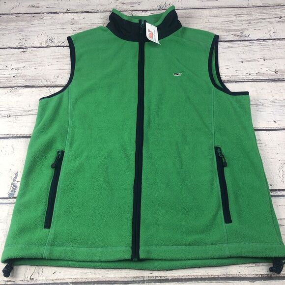 Vineyard Vines Other - New‎ Vineyard Vines Harbor Fleece Vest Logo Fern Green Small Full Zip NWT